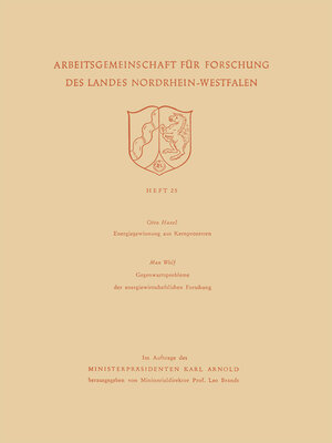 cover image of Energiegewinnung aus Kernprozessen. Gegenwartsprobleme der energiewirtschaftlichen Forschung